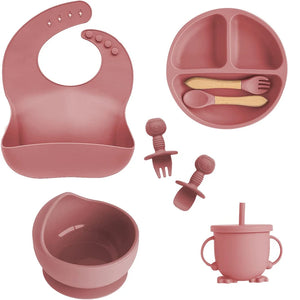 Kit Introdução Alimentar de Silicone Com Ventosa para Bebês 6/8 peças